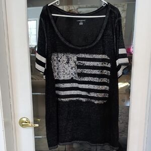 Lane Bryant Black and White Flag Print Tee